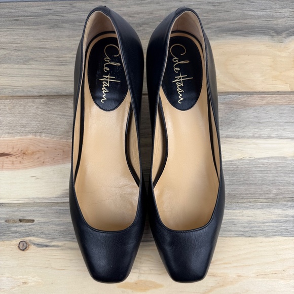 Cole Haan Nike Air Collab Black Leather Pump Kitten Heel Square Toe Size 8AA - Picture 11 of 13